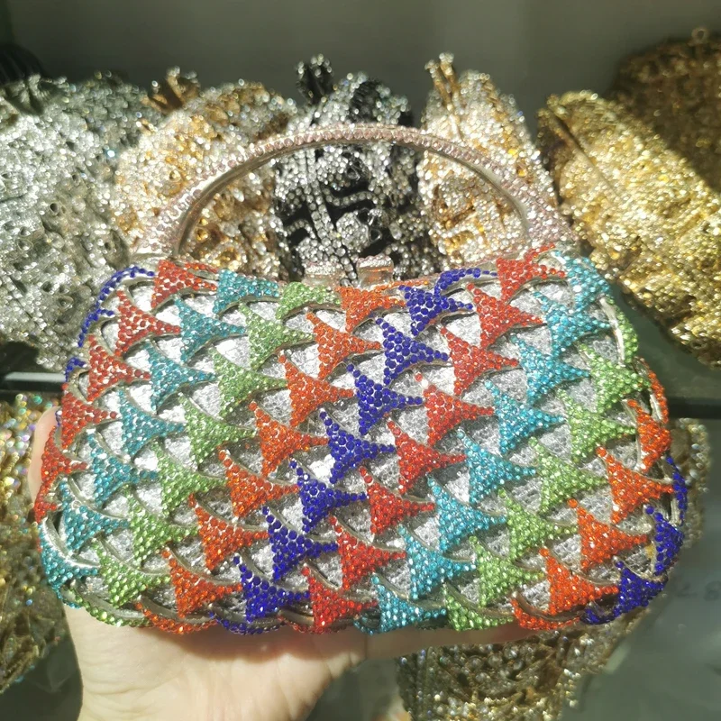 

Women Multi Color Crystal Clutch Bag Evening Bags Purses and Handbags Bridal Minaudiere Handbag Wedding Party Stones Bag