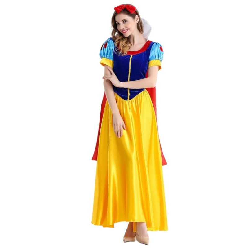 Halloween Adult Snow White Dress Princess Cosplay Long Dresses Stage Show Costume Cartoon Snow White Dress Women Party Costume