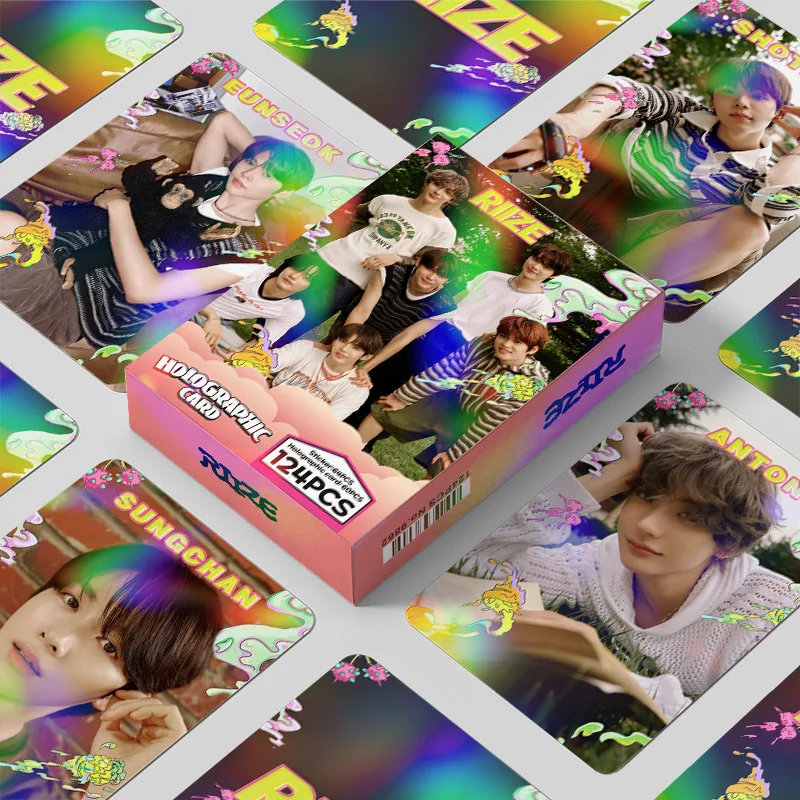 124Pcs/Set Idol Boy RIIZE New Series Laser Cards HD Printd Photocards Shotaro Eunseok Sungchan Wonbin High Quality Fans Gifts