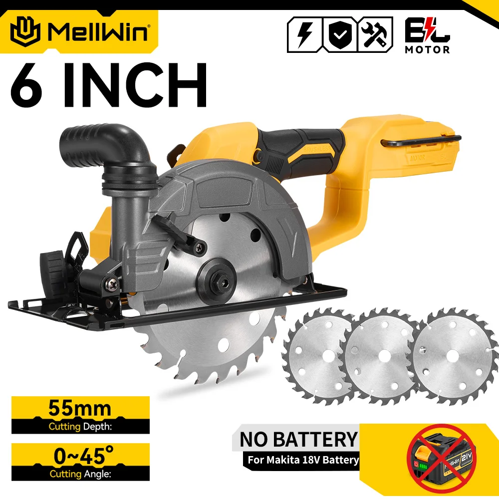 MELLWIN 6 Zoll 150 mm elektrische bürstenlose Kreissäge Akku-Multifunktionssäge