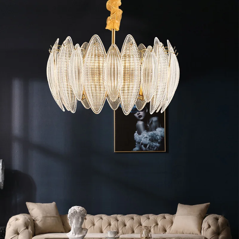 

Simple and luxurious living room glass chandelier Nordic postmodern restaurant bedroom light