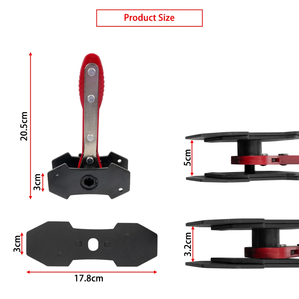 Ferramenta de Pressão para Pinça de Freio Automotivo com Chave Catraca Articulada 360 Graus e Espalhador de Pistão de Pinça de Freio a Disco com 2 Placas de Aço Extras