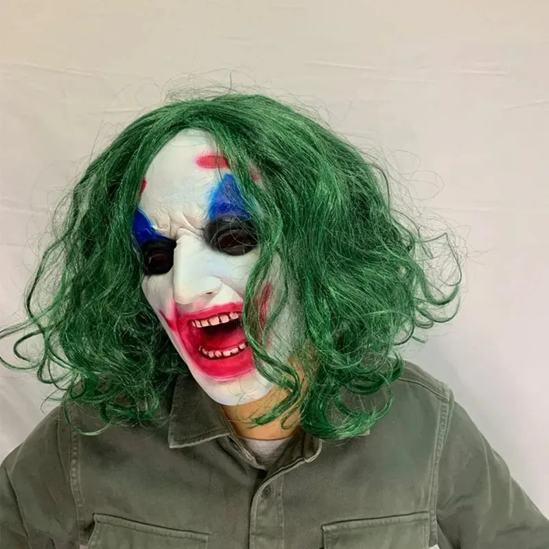 영화 2 아서 코스프레 남성용 테러 마스크와 그린 가발 미친 광대 소녀 역할 놀이 헤드기어 할로윈 카니발 파티;3'v,6.h;8'