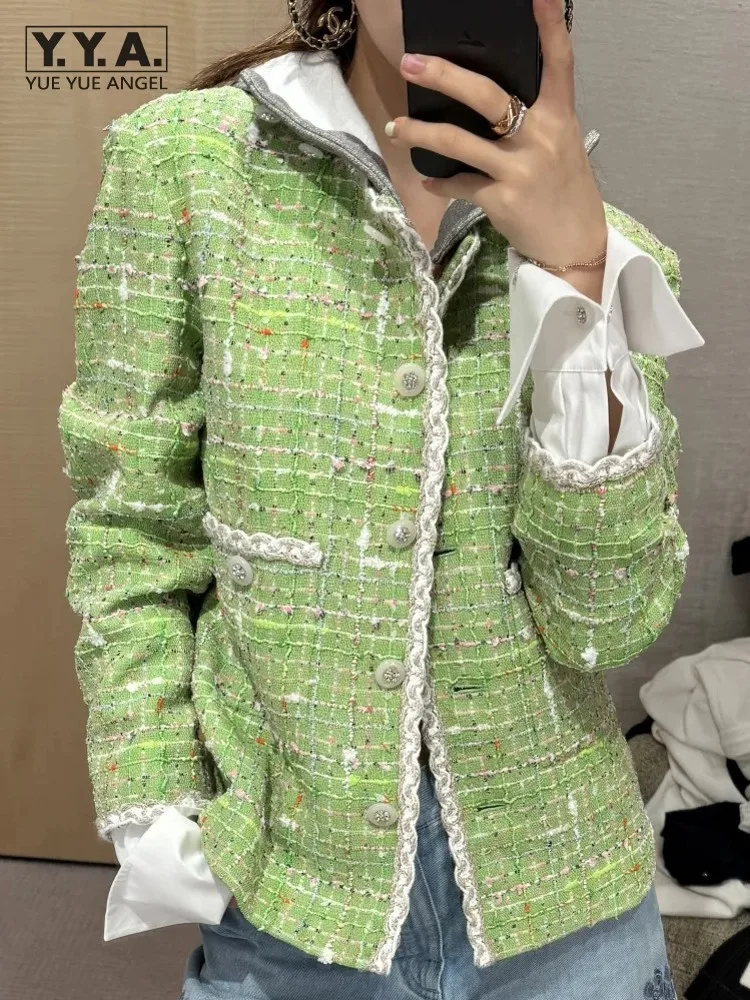 

Весенне-осенняя элегантная женская куртка со съемным капюшоном и длинным рукавом в клетку, короткое пальто, модная офисная дизайнерская верхняя одежда, однобортная