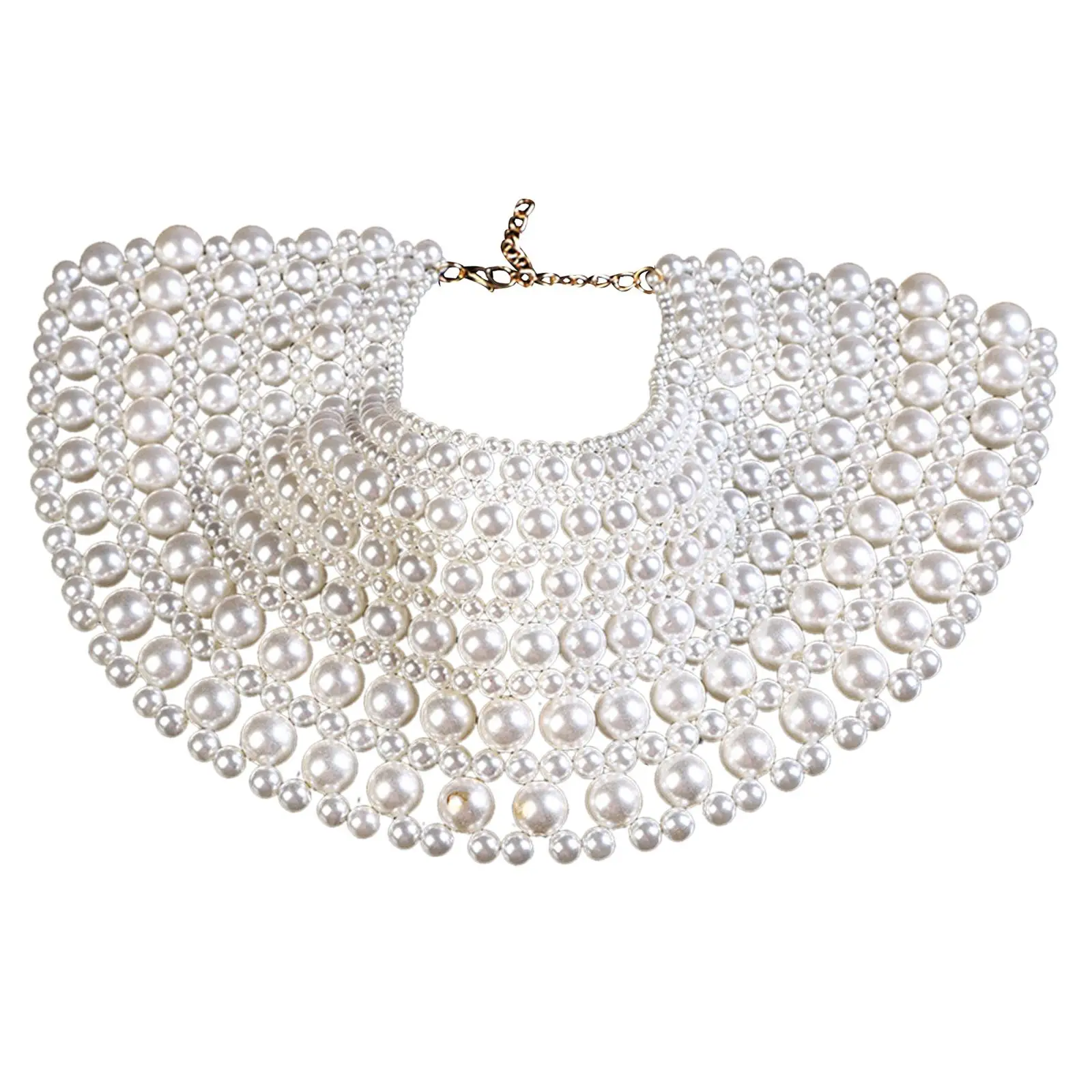 Fashion Multi Layer Imitation Pearl Necklace, Beaded Bib Choker Necklace Multi Strands Necklaces for Wedding Mom/Wife/Sister