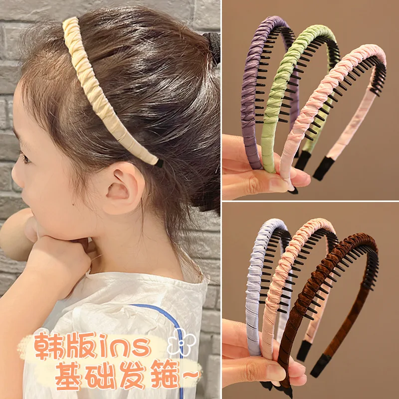 

Korean Children Headband Broken Hair Finishing Artifact with Teeth Non-slip Hair Clip Headwear Girls Kids Hair Accessories