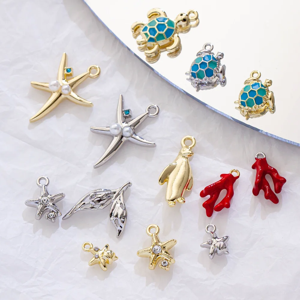 

4pcs/Lot Marine Animal Coral Pendants Charms For DIY Bracelets Necklaces Earrings Jewelry Making Findings Accessories Components