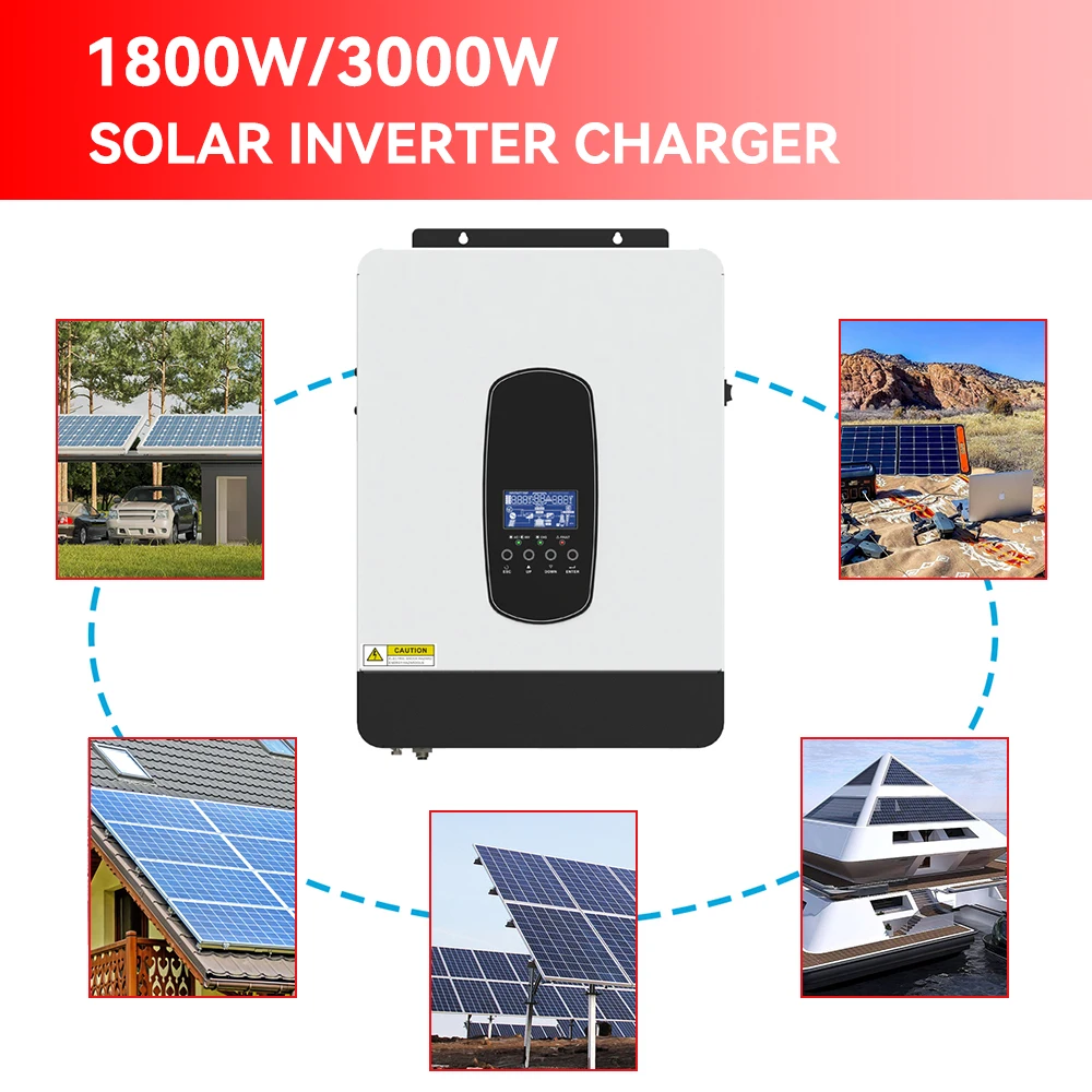 3000W Hybrid Solar Inverter 24V 220V Pure Sine Wave Inverter 3KW 1.8KW Built in MPPT 80A Solar Charger Controller Max PV 450VD