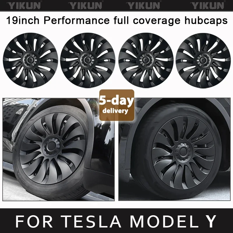 

4PCS Hub Cap for Tesla Model Y 19-Inch Performance Replacement Wheel Cap Automobile Hubcap Full Rim Cover Accessories 2018-2024