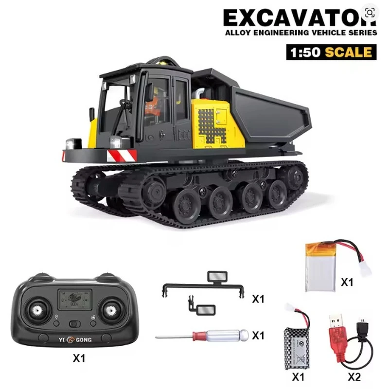 YIGONG Remote Control Construction Vehicle 1 50 Scale Alloy Crawler Excavator Loader Tracked Dump Truck 2 4Ghz Simulation Model