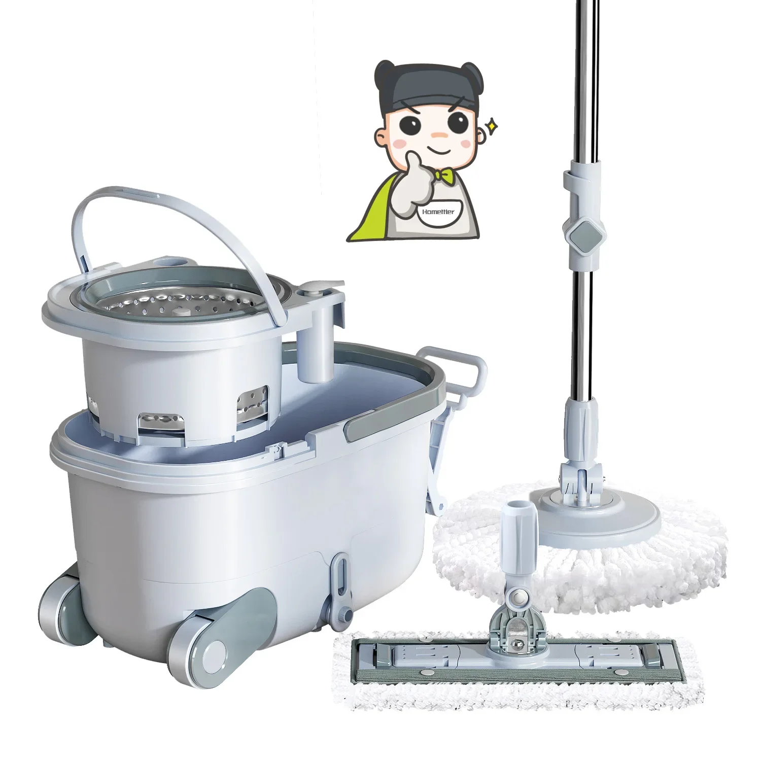 Hands-Free Self-Wringing Spin Mop: Automatic Wash & Dual Drive for Effortless Floor Cleaning - Perfect for Lazy Cleaning