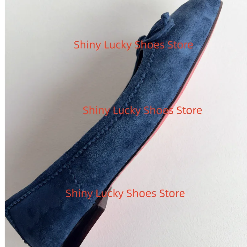 أحذية بعقدة على شكل فراشة للنساء بأصابع مربعة وكعب مسطح وخطوط خياطة فاخرة للنساء باليه ضحلة للسيدات مربوطة بفيونكة Zapatos Mujer #3