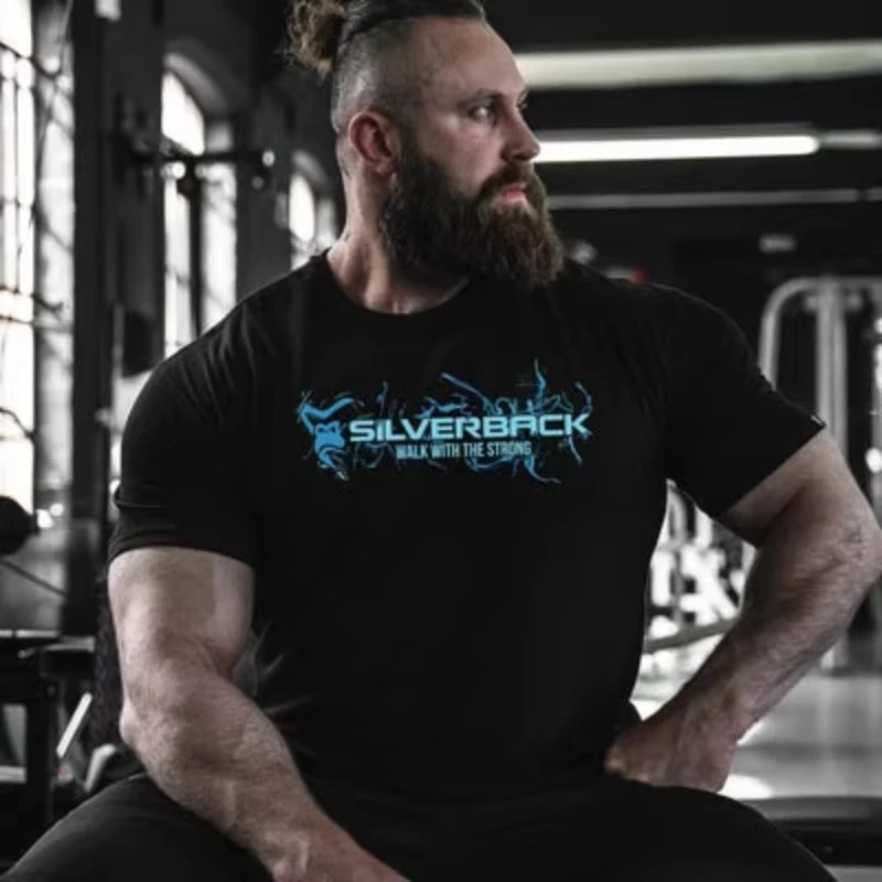 Men's 100% Cotton Gym T-Shirt, Bold Silverback Inspired Print Workout Tee, Casual Streetwear for Fitness Training
