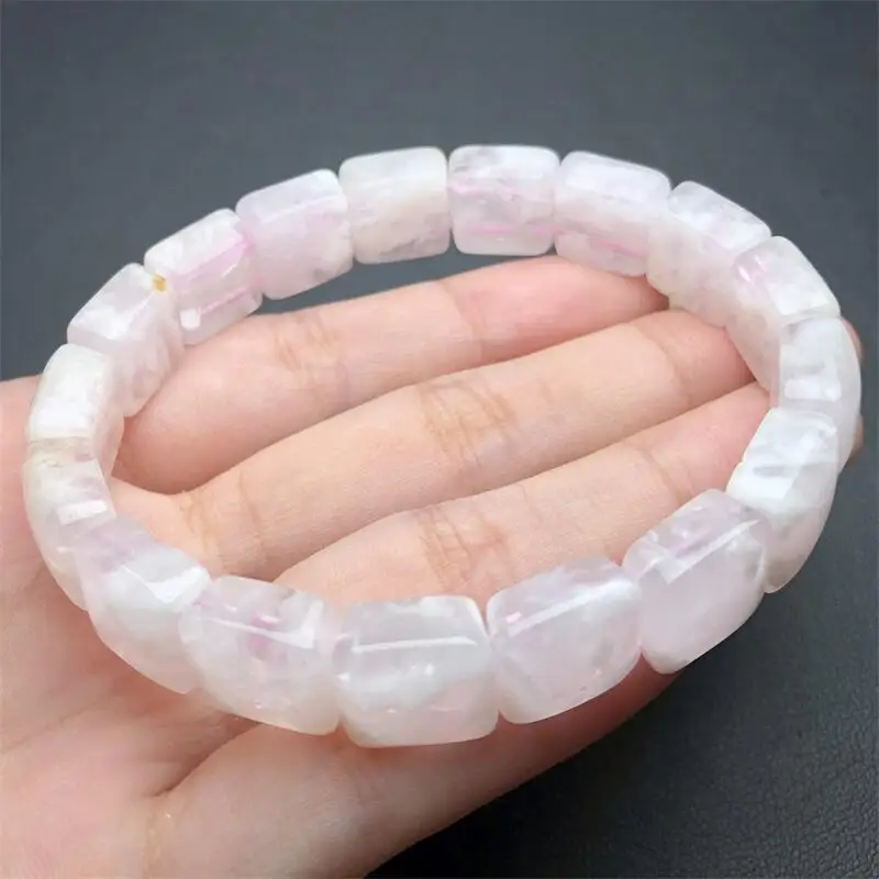 Natural Flower Agate Bangle Handmade Crystal Quartz Jewelry Stretch Bangle Children Birthday Gift 1pcs 12X12MM