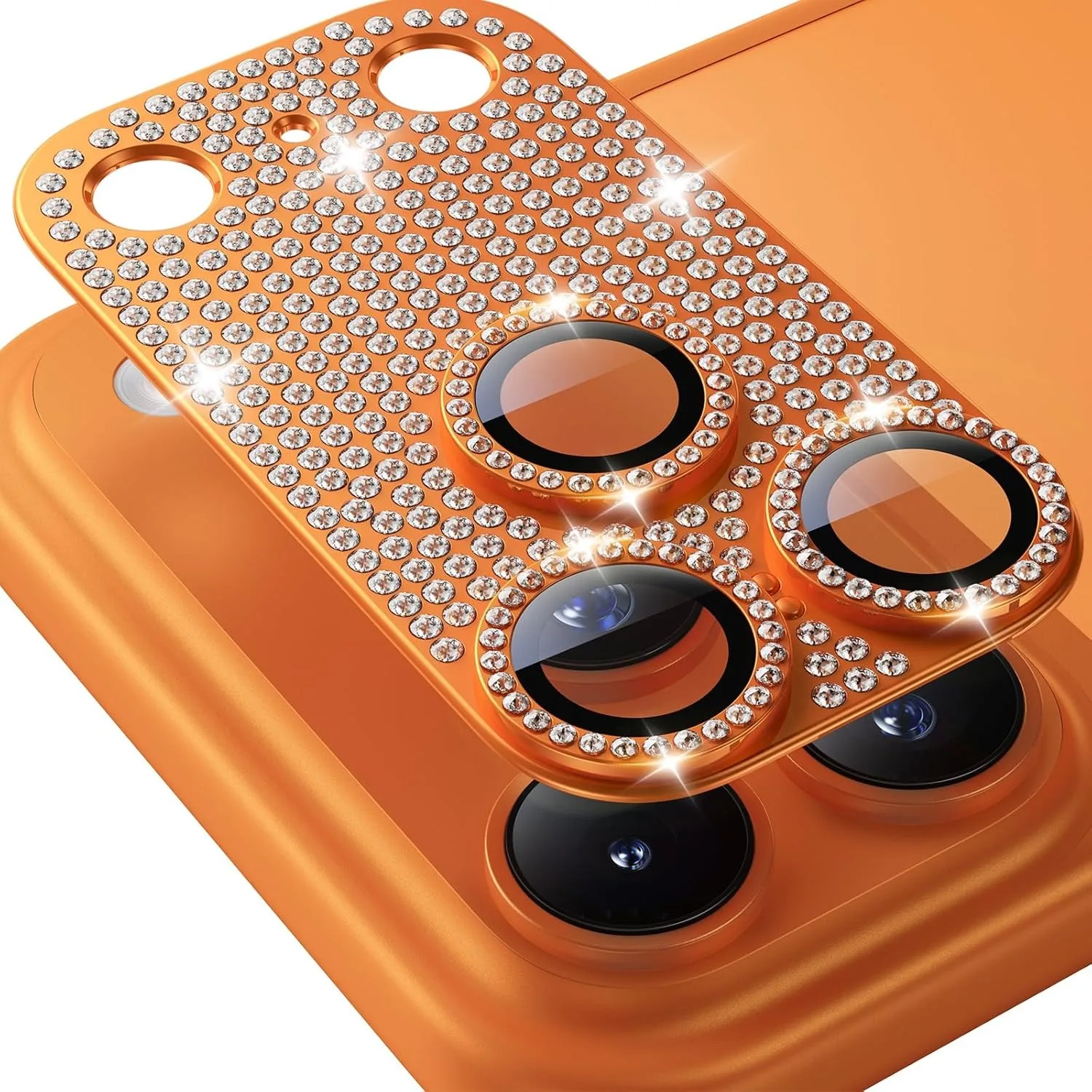 Luxuriöser Bling-Diamant-Metall-Glas-Kameraschutz für iPhone 17 Pro Max 17Pro – Vollflächiger, handgefertigter Aufkleber-Objektivfilm