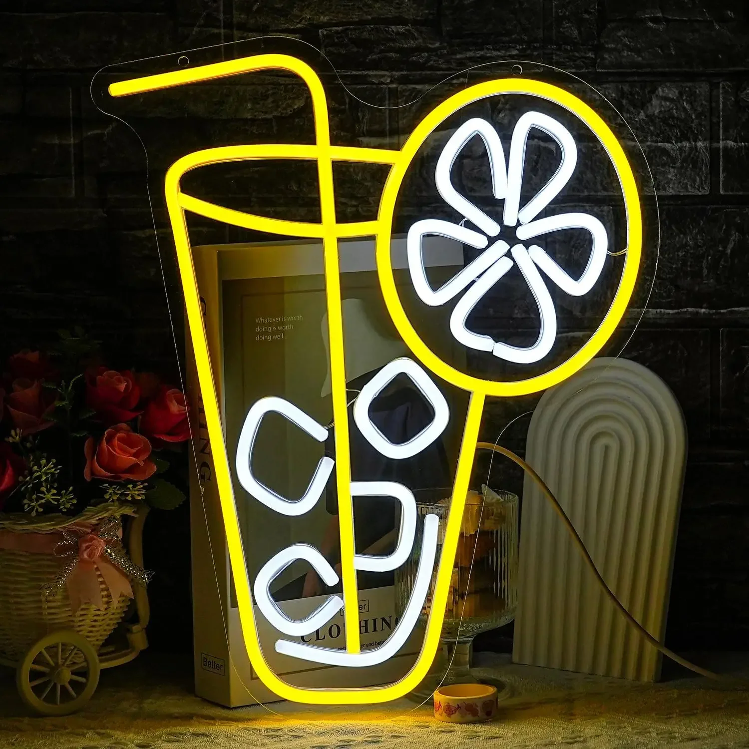 

Lemon Tea Neon Sign LED Neon Light Fruit Tea LED Sign For Milk Shop Tea Shop Coffee Shop Supermarket Mall Kitchen Decoration