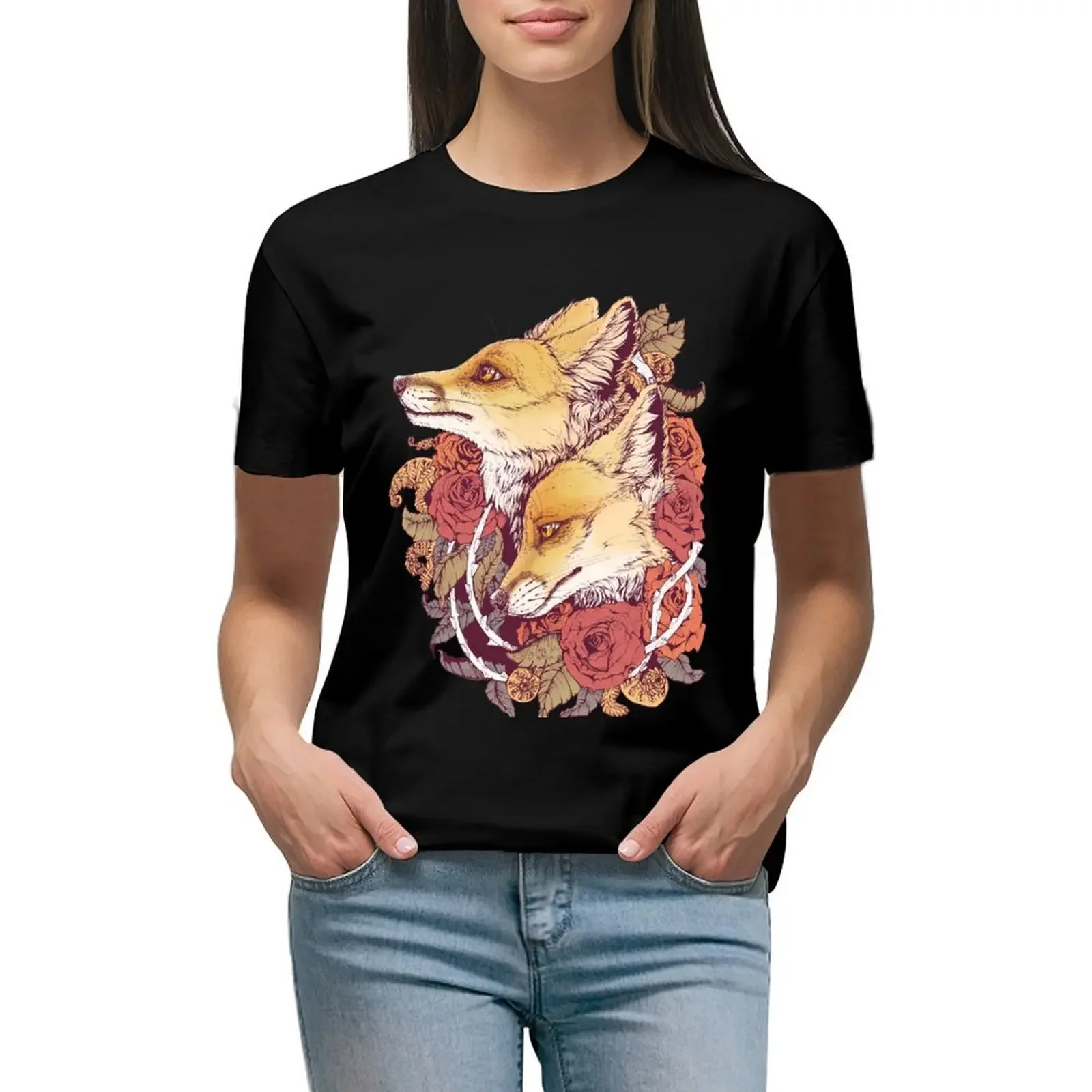 

Red Fox Bloom T-Shirt Aesthetic clothing cute tops aesthetic clothes t shirt dress Women