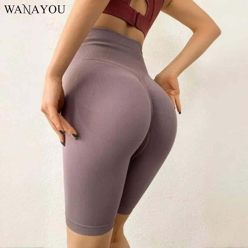 

WANAYOU Peach Buttocks Sexy Women's Yoga Shorts Seamless High Waisted Sports Leggings Quick Drying Gym Fitness Leggings
