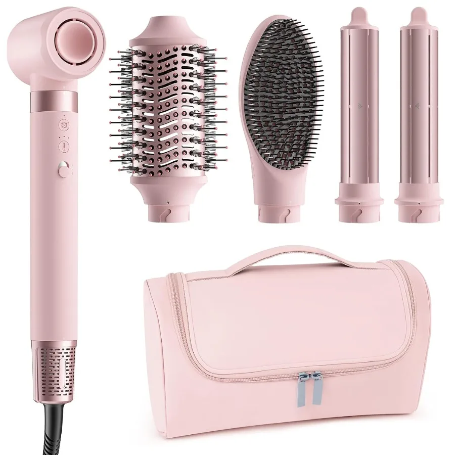

5 in 1 Hot Air Styler Wrap - High-Speed Hair Dryer Brush with Auto Wrap Curlers for Fast Drying Frizz-Free Styling Volumizing B