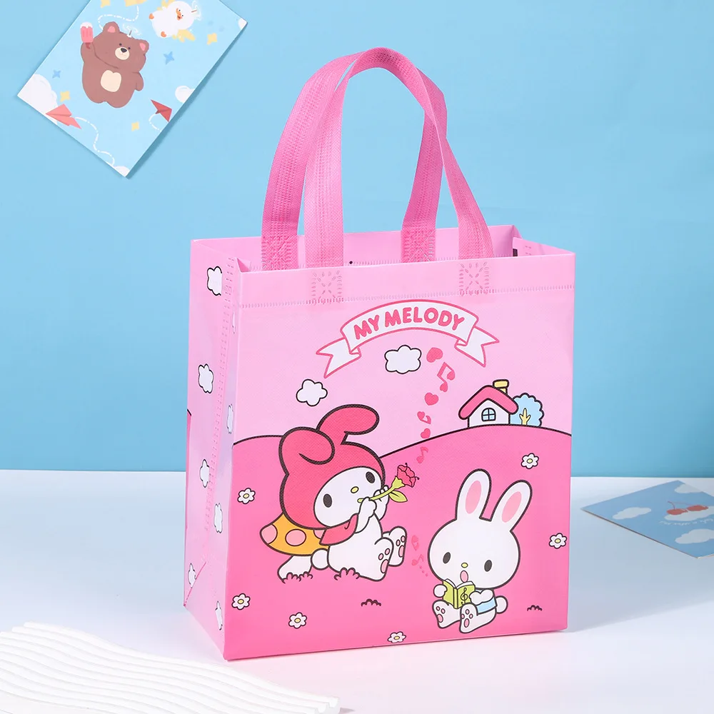 Sanrio My Melody Kuromi Cinnamoroll Pochacco Non Woven Shopping Bag Cute Cartoon Reusable Handheld Portable Children\'s Gift Bags