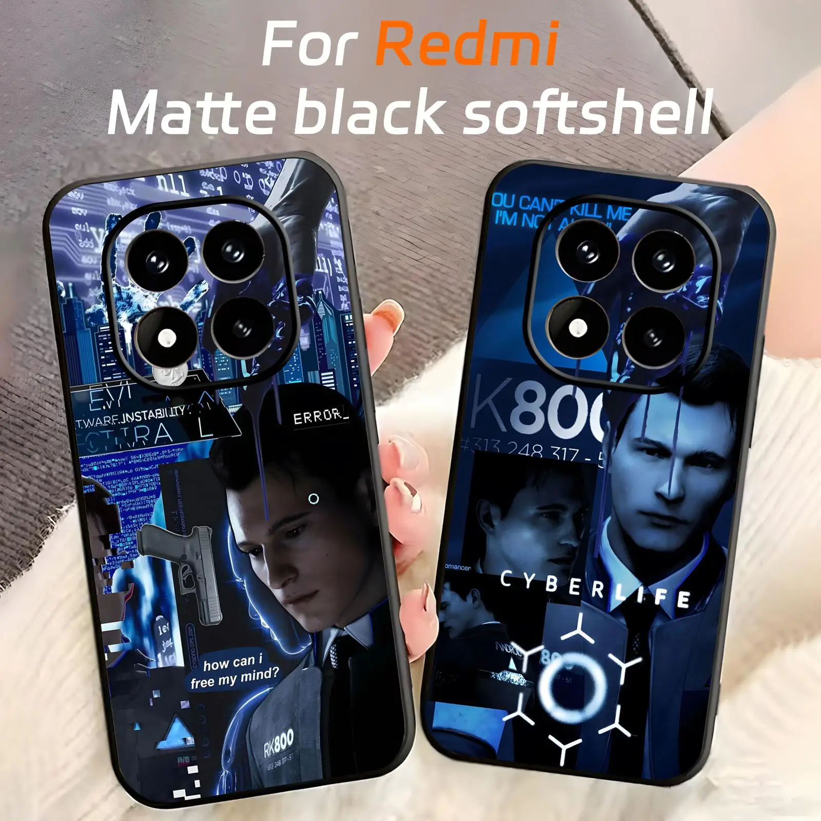 Coque de téléphone noire souple, jeu classique Detroit Become Human, pour Redmi Note15 14 13 12 11Pro Plus 5G 14C A3