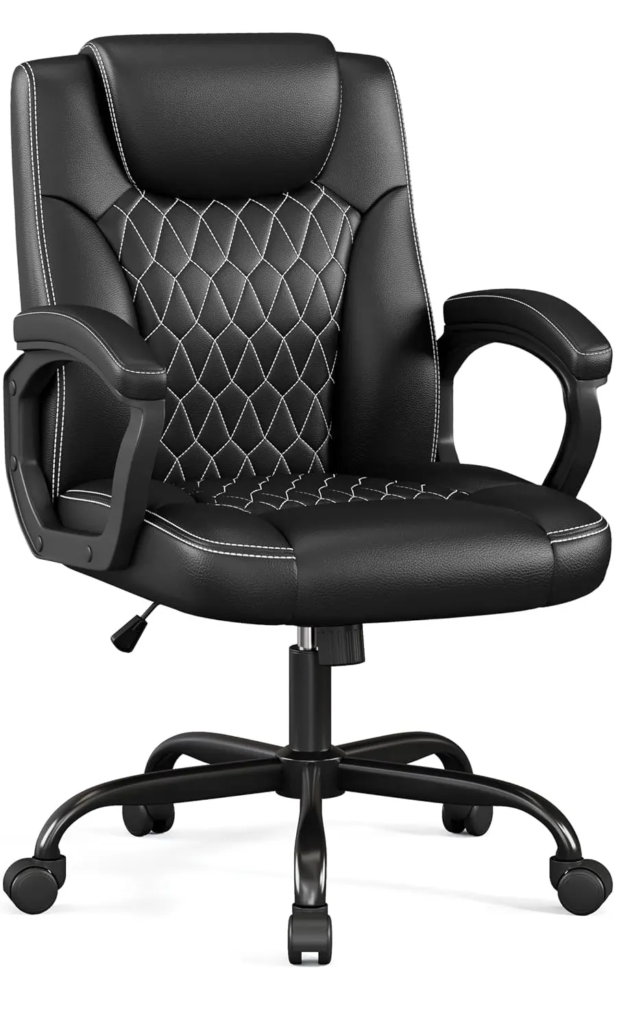 Office Chair, Executive Desk Chair, PU Leather Comfortable Executive Chairs with Fixed Armrest, Adjustable Height, Rocking Funct