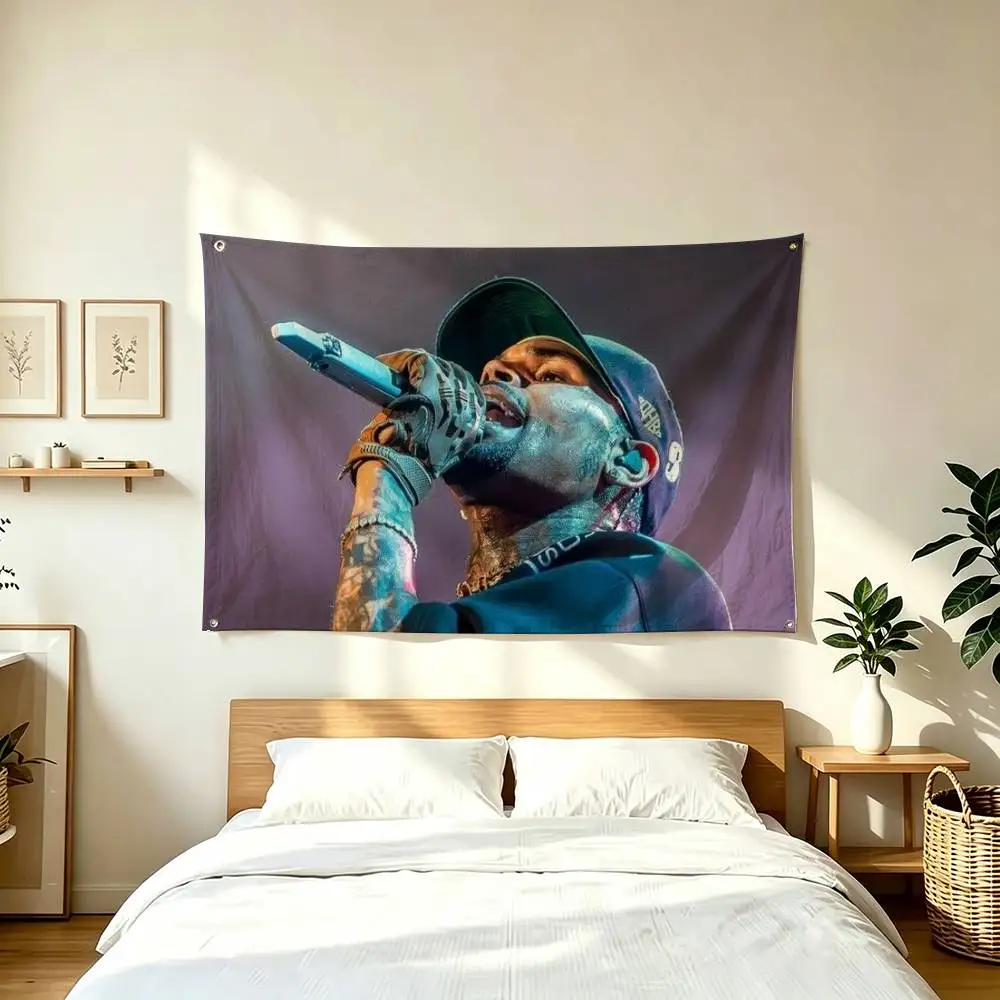 C-Chris Brown M-Music Star  Flag Suitable For Party Club Outdoor Interior Wall Decoration Banner Fans Gift