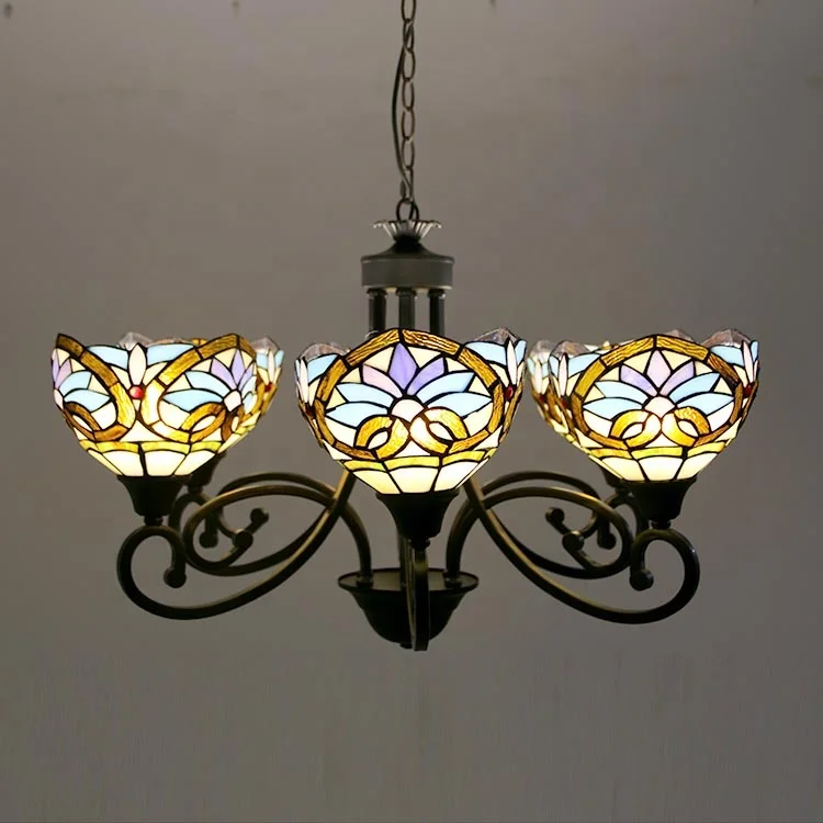 Luxury European Room Chandeliers   Floral Love Stained Glass Lamp Pendant Light Home Decoration