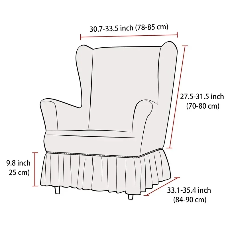 1PC New Soild Color Wingback Chair Covers Thicken All Inclusive Single Sofa Cover Seersucke All Season Full Cover Skirt Home