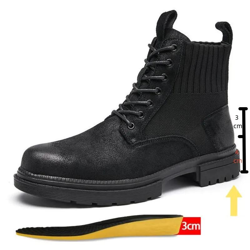 Ankle Boots Elevator Height Increase Shoes for Men Insole 7CM Adjustable Shoe Lifts