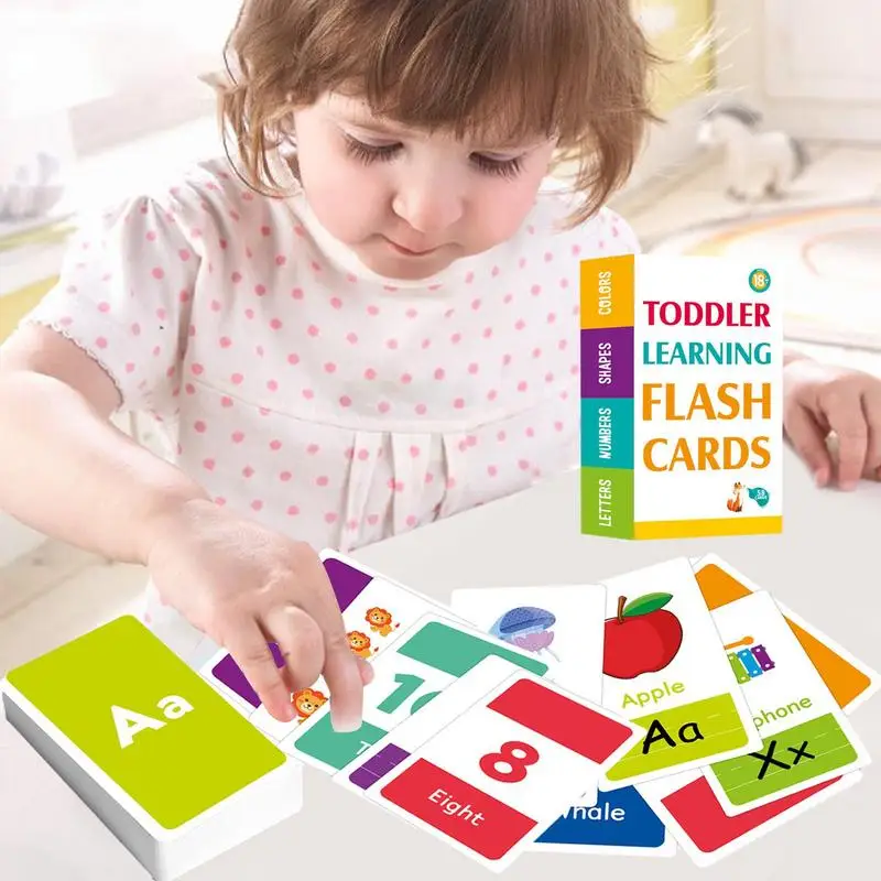 Montessori การเรียนรู้การ์ดของเล่น ABC Flash Cards การเรียนรู้ของเล่นเพื่อการศึกษาตัวอักษรรูปร่างจำนวนสัตว์การจดจำสี