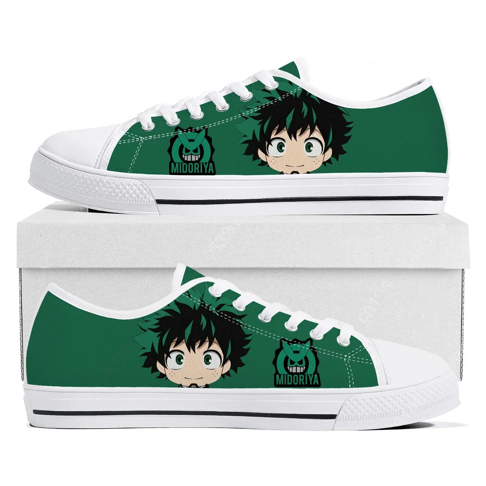 

Izuku Midoriya Hero Academia Low Top Sneakers Mens Womens High Quality Canvas Sneaker Casual Couple Shoes Custom Shoe