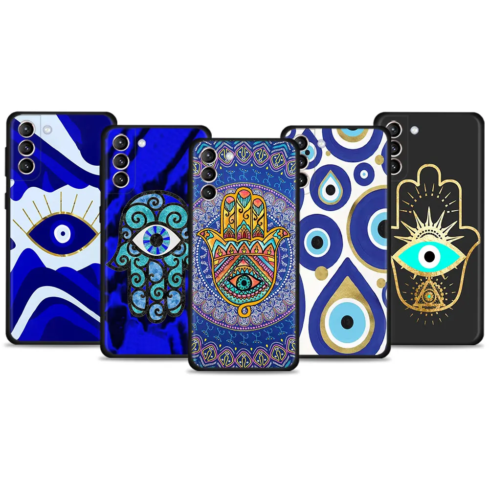 Case For Samsung Galaxy S24 S23 S22 S21 S20 Ultra FE S10 Plus Note 20Ultra 10Plus Cover Funda Blue Nazar Boncuğu Evil Eye