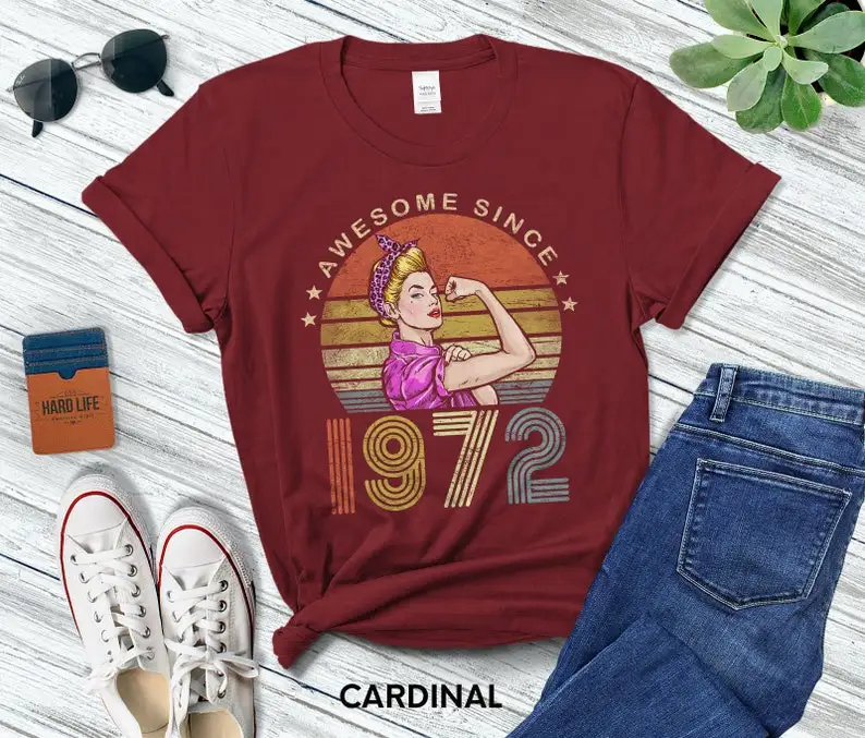 Personalized Awesome Since 1972 Woman Rosie 50th Birthday T-Shirt 50 Years Old Retro Shirt  Funny Gift Idea 2022 For Mother'sDay