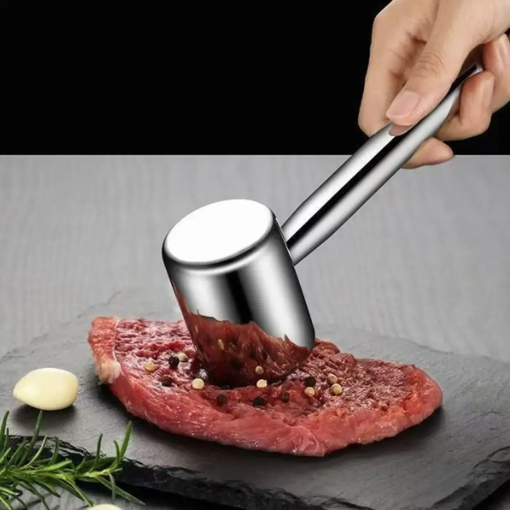 Stainless Steel Dual-head Use Meat Tenderizer Rust-proof Hanging Meat Knocker Professional Corrosion-resistant Meat Mallet Chef