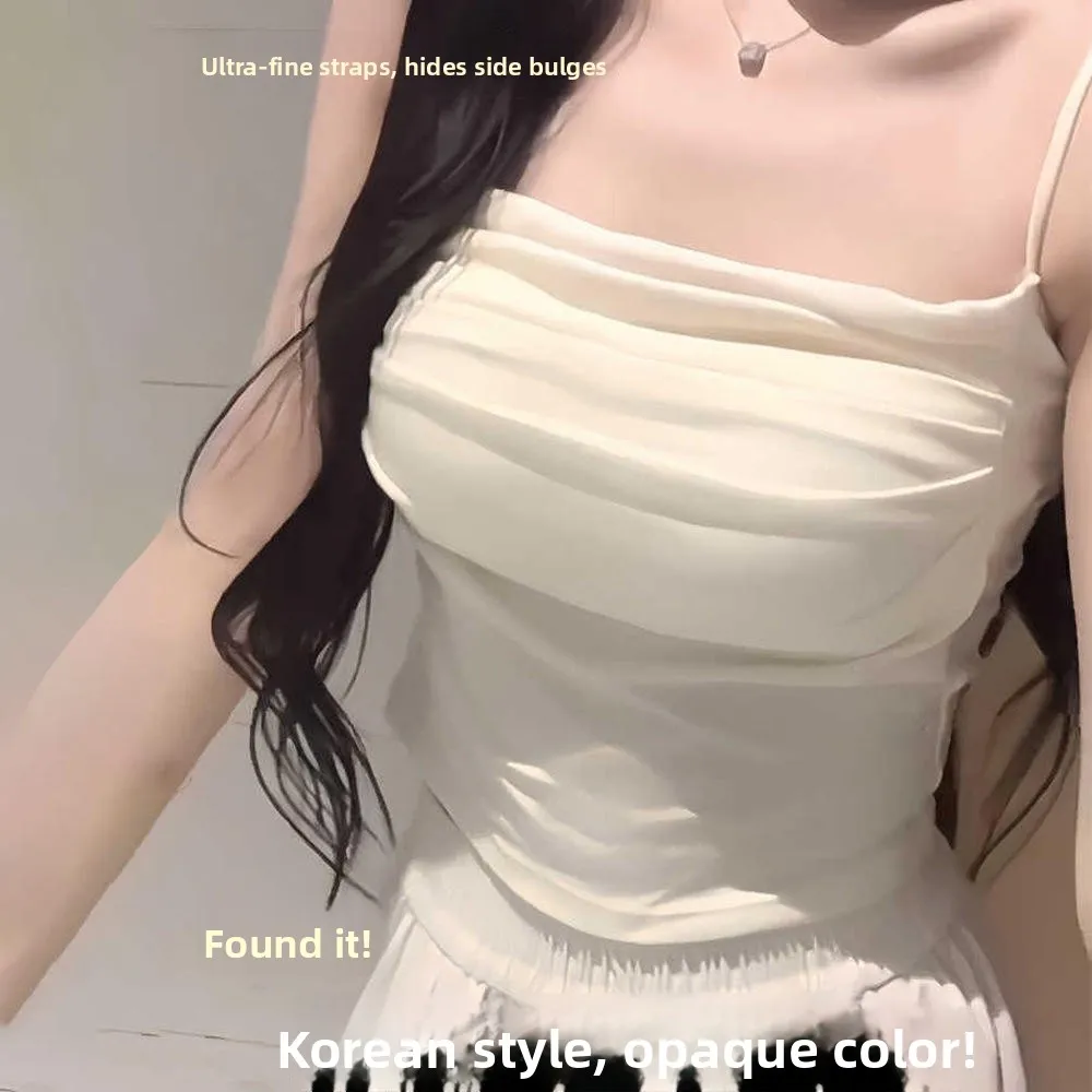 Korean Style Sexy Strapless Vest Integrated Pad Women's Base Layer Camisole Short Length Folded Back Inner Wear Summer Hot