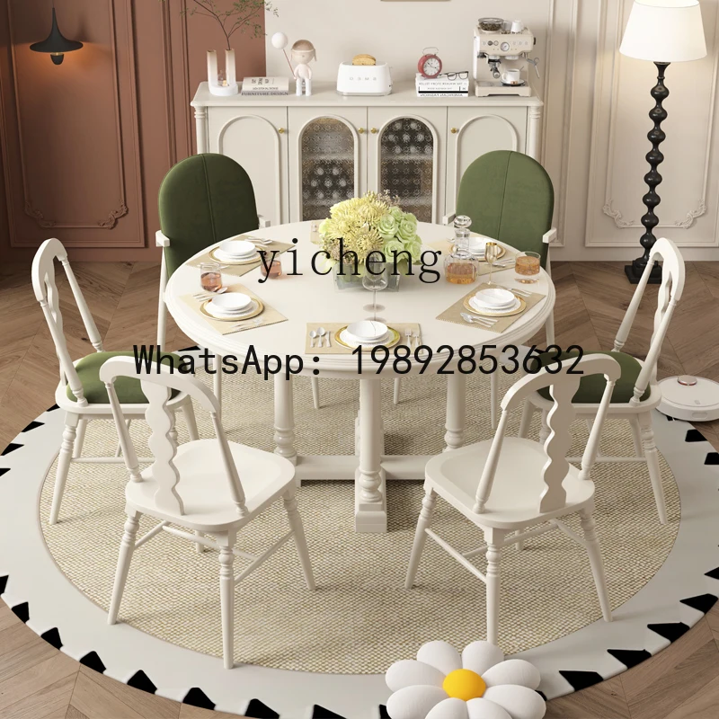 

P29 Mid-Century Style Small Apartment Light Luxury Round Dining Table Simple Home Living Room Solid Wood Dining Table