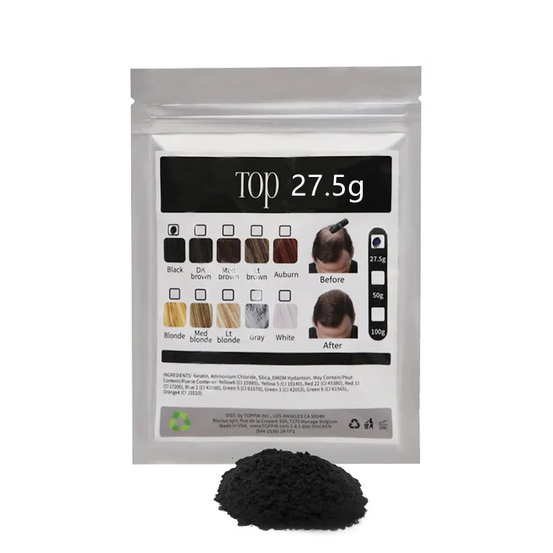 27.5g Bag Keratin Fiber Hair Wig Building Fibers Man Powder Thickener Toppik 9Colored Extensions Growth Products Care