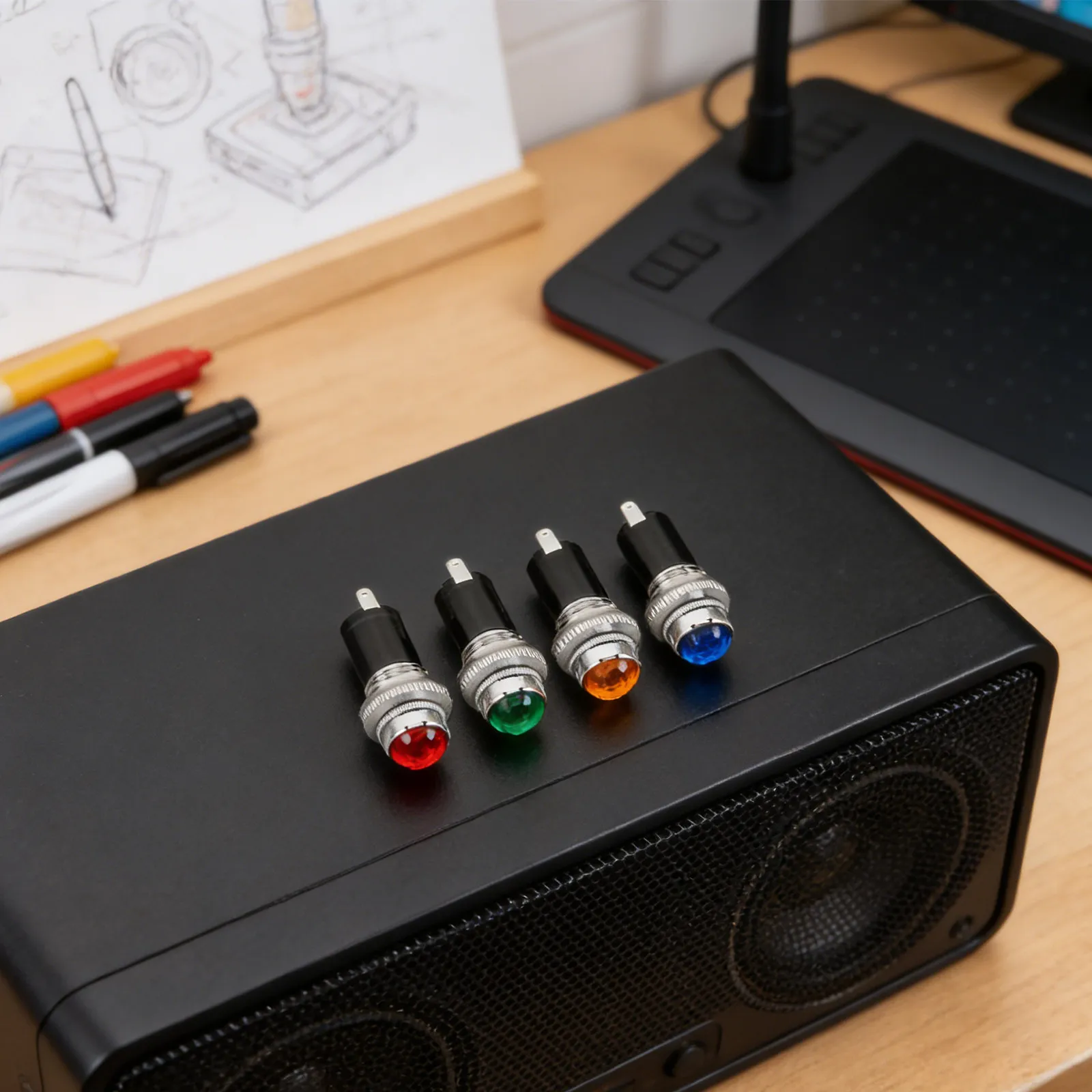 4Pcs Audio Power Indicator Lights Panel Mount LED Indicator Set Metal Housing 6.3V 0.15a Red Green Equipment Status