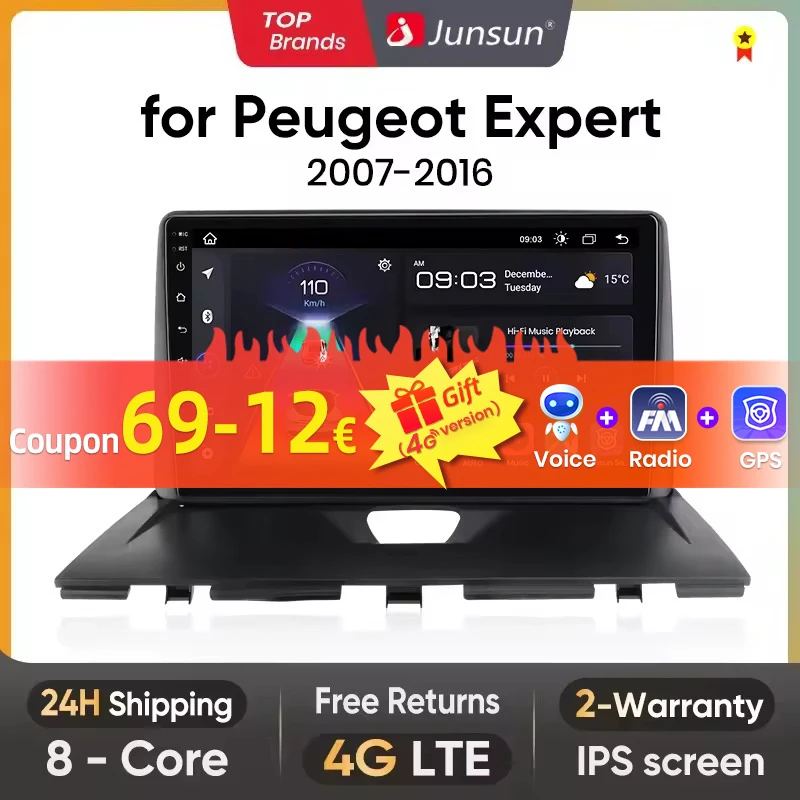 Wireless CarPlay Android Auto Radio Per Peugeot Expert 2007-2016 Lettore Multimediale Per Auto GPS 2din Autoradio Stereo Bluetooth RDS