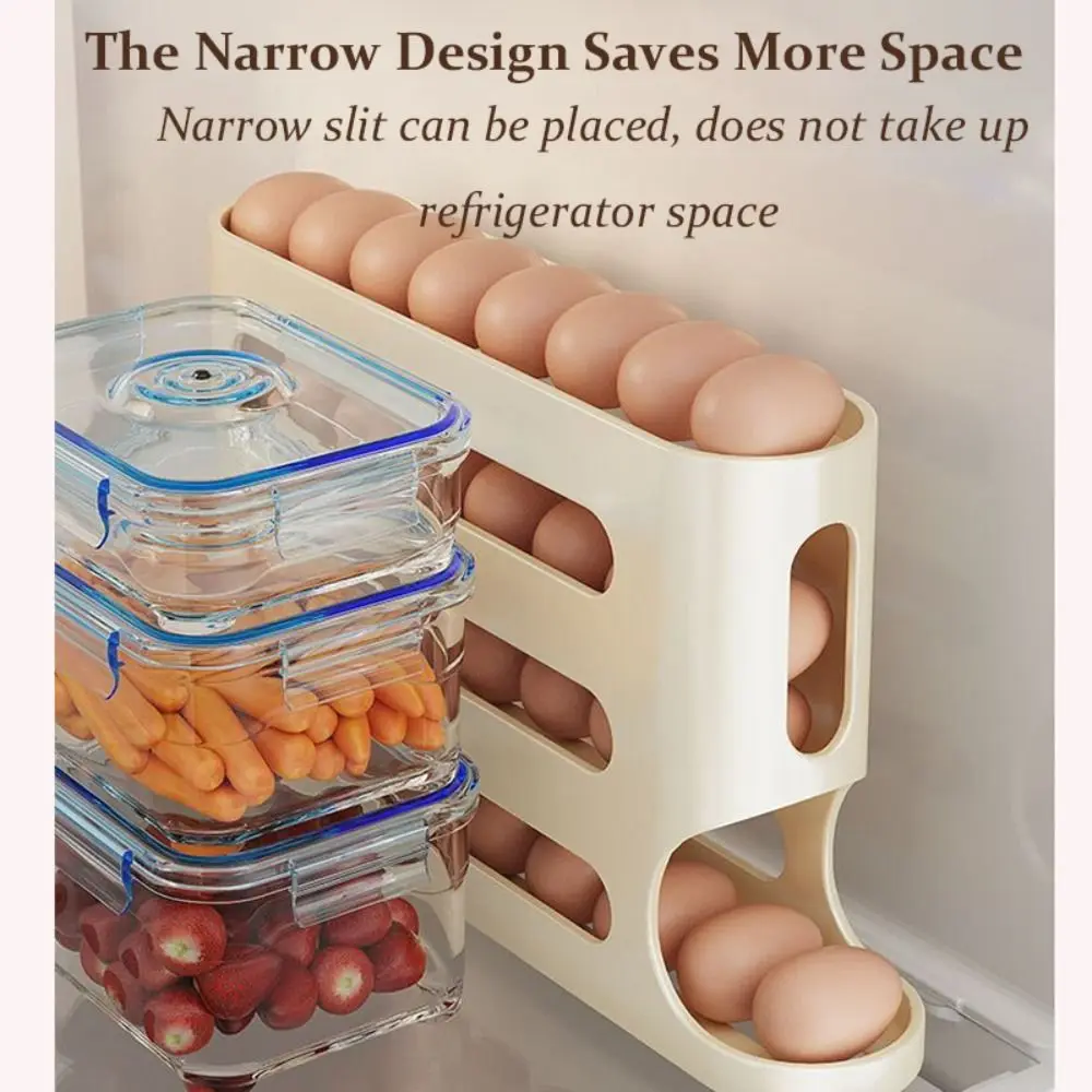 4 Layers Automatic Scrolling Egg Rack Holder Household Automatic Scrolling Egg Storage Box Large-capacity Egg Dispenser