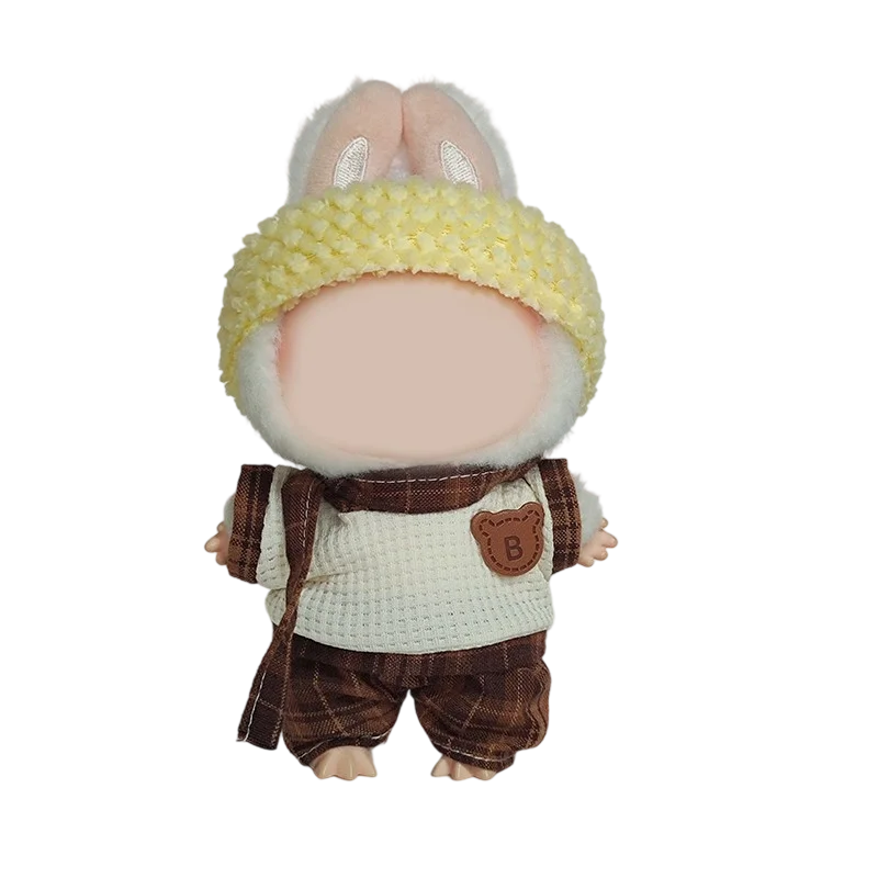 17 cm labubu vestiti vestito vestiti per bambole di peluche tubo dolce bocca grande cinturino per pesci pantaloni Macaron abbigliamento carino regalo per bambini fai da te