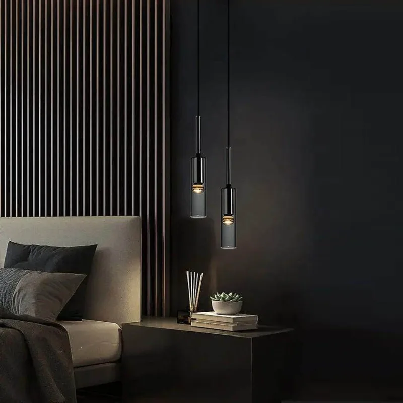 Postmodern bedroom bedside chandelier Nordic light luxury simple Internet celebrity crystal glass single head
