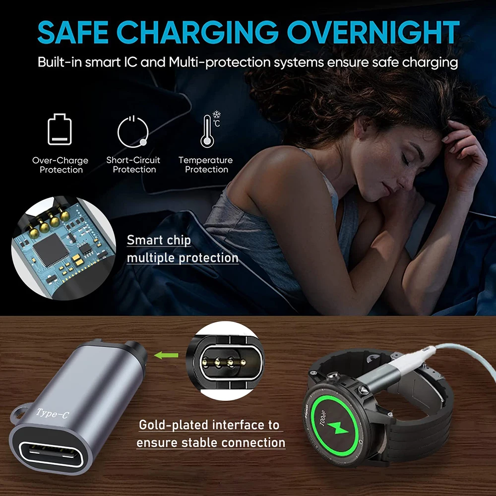 Type C/IOS/Micro USB Charging Portable Adapter For Garmin Fenix 7 7S 7X 6 6S 6X 5 5S 5X Venu 2 2S 2Plus Watch Charger Converter view 6