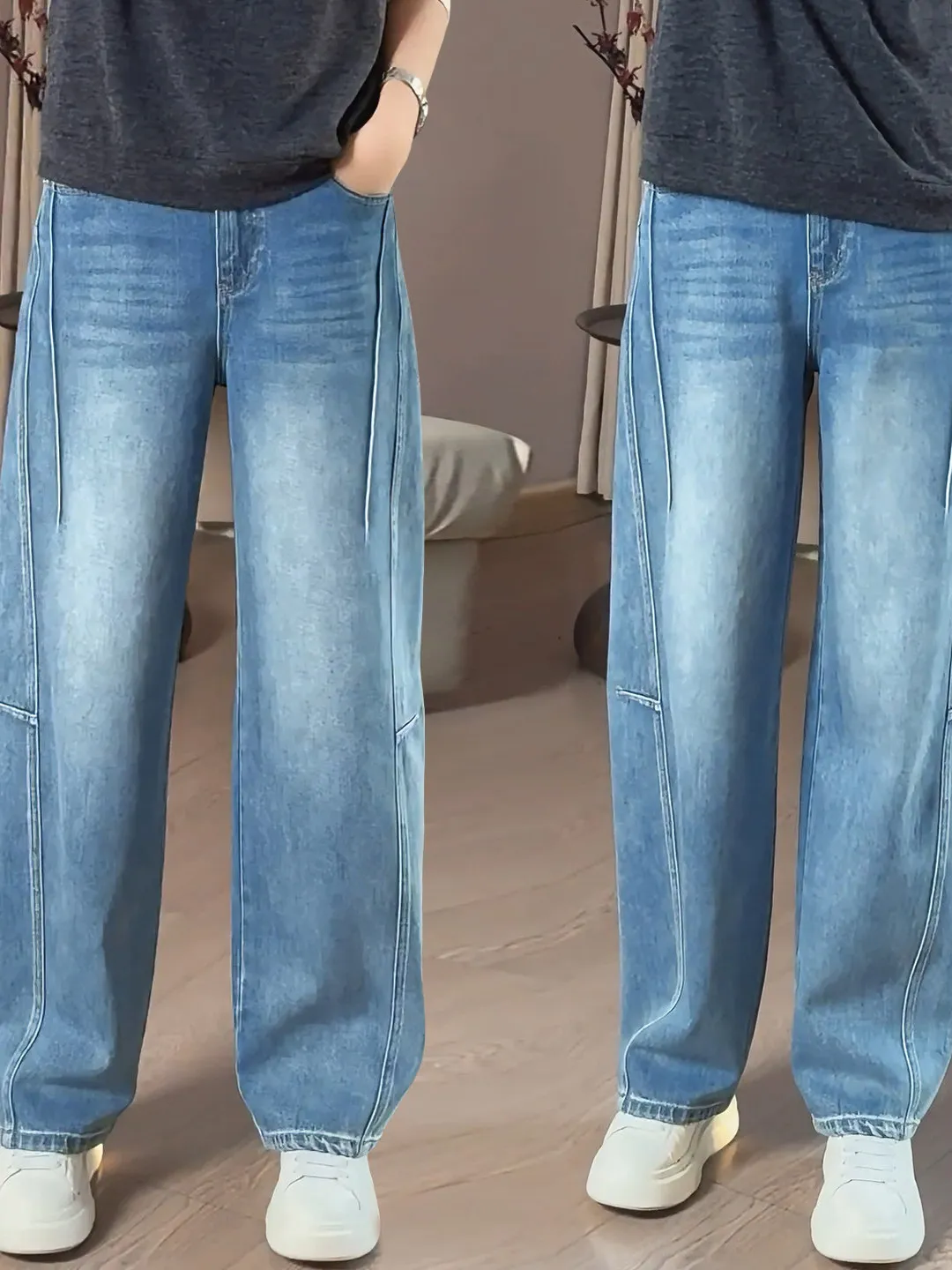High Waist Wide Leg Jeans Women's Spring 2026 New Style Slimming plus Size Knife  Denim Pants Pear Shape Body Fit Loose Fit