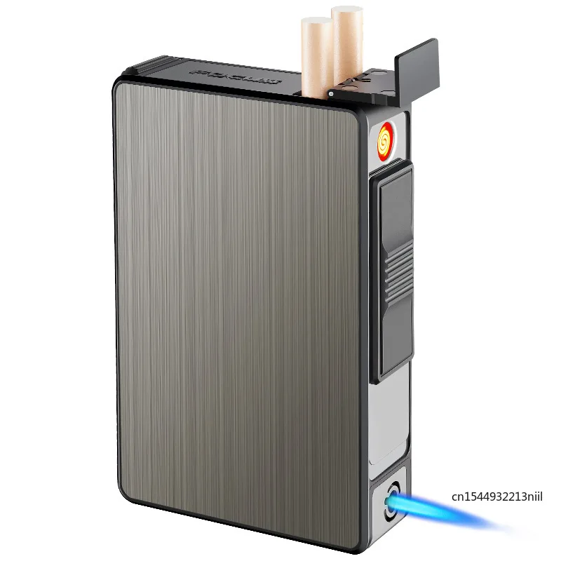 Multifunctional Gas and Electric Cigarette Case Lighter Portable Lighter Men\'s Tools Ordinary Cigarettes 20 Pack