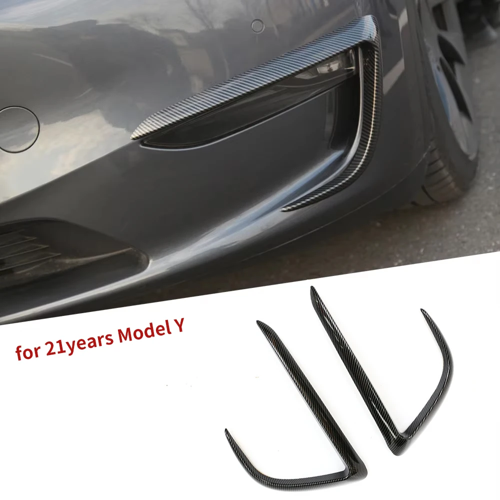 

Front Fog Lamp Trim for Tesla Model Y Bumper Cover Wind Knife ABS Carbon Fiber Look Blade Trim Light Eyebrow Spoiler Decoration