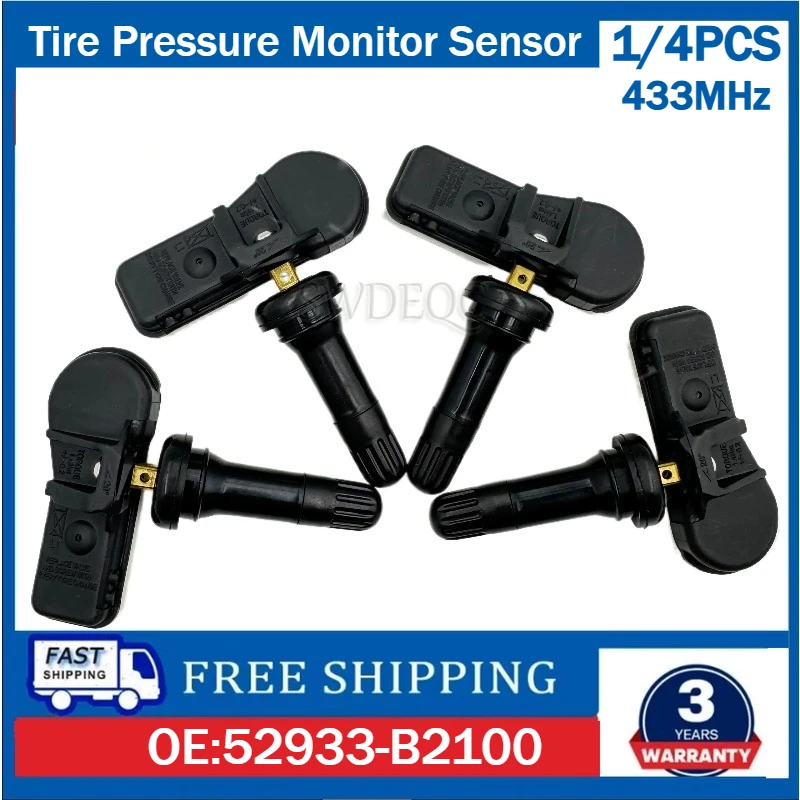 

Датчик давления в шинах 52933-B2100 для Hyundai Creta 2016-2021, Hyundai I10 2013-2019, Kia Soul 2013-2018, датчик TPMS 433 МГц, 1/4 шт.