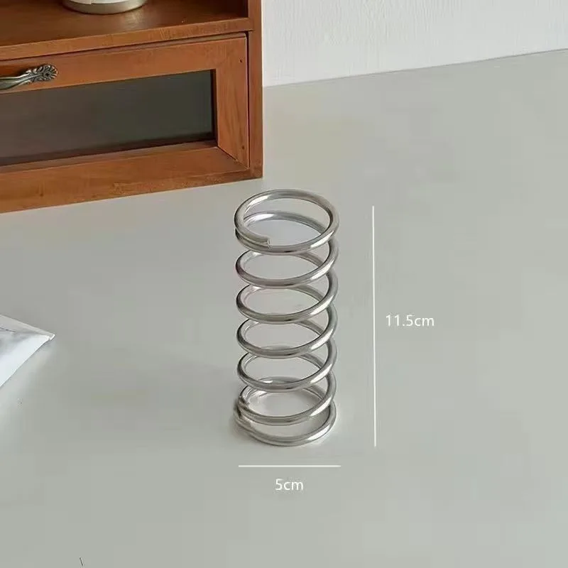 Stainless Steel Toothbrush Holder Spring Shaped Desktop Toothbrush Toothpaste Organizer Makeup Brush Rack for Bathroom Tabletop