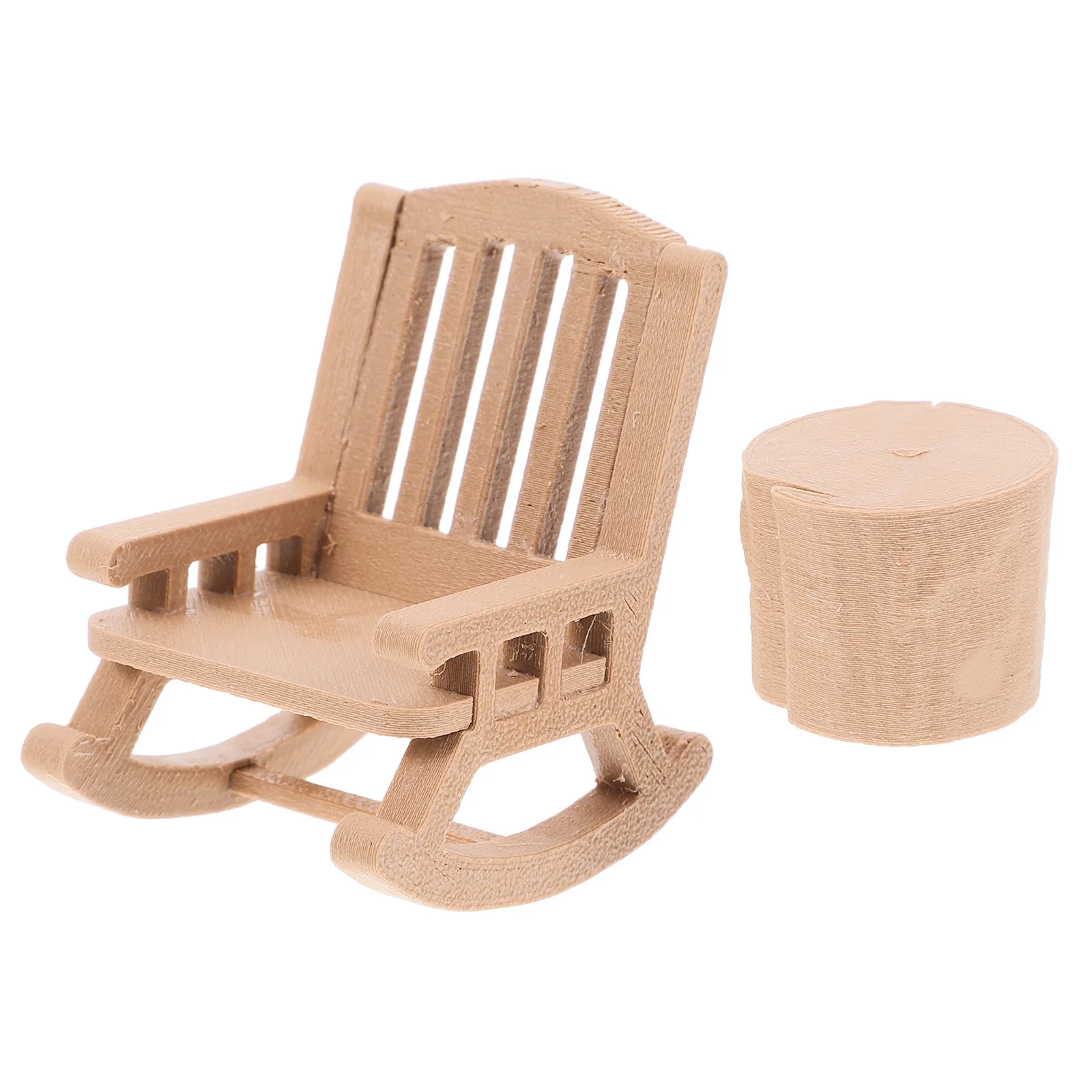 BESPORTBLE Mini-Schaukelstuhl-Set aus Kunststoff, Puppenhausmöbel, Vintage-Tisch und Stühle, Modell für Dekorationszubehör